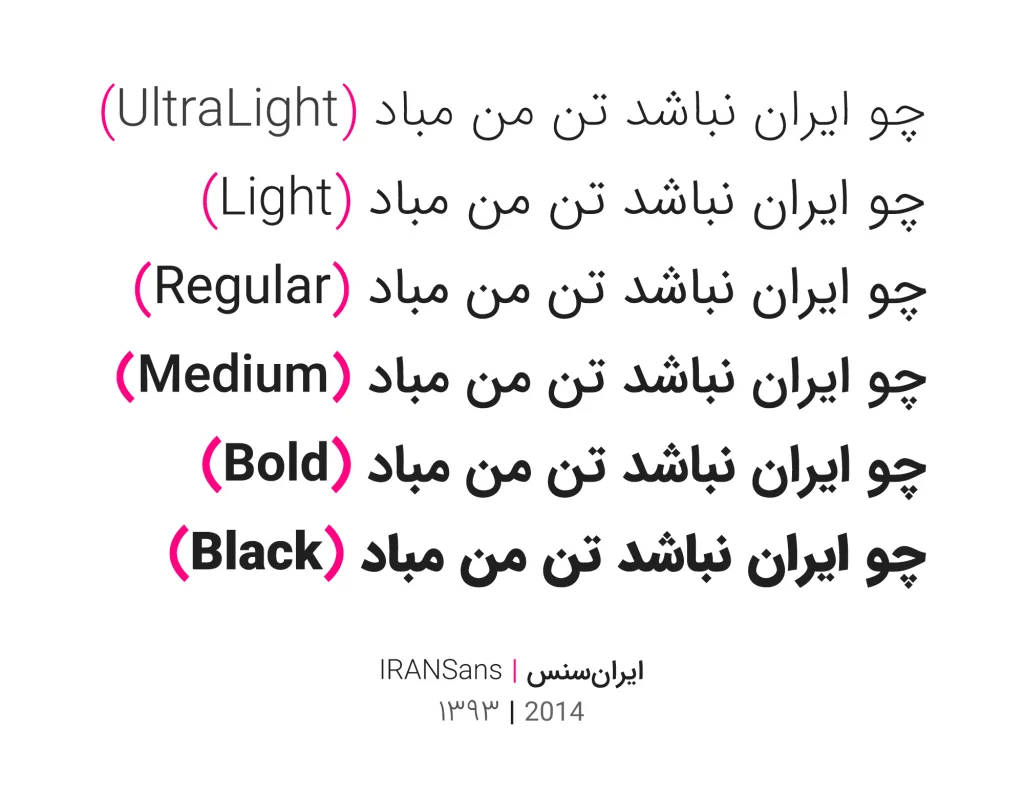نمونه فونت ایران سنس