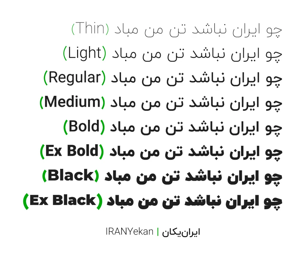نموه فونت ایران یکان